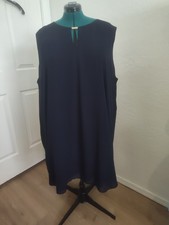 Signature Collection 3X Dress Plus Size Navy Keyhole Classic Elegant Style