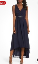 Eliza J Navy Blue Embellished High/Low Chiffon Dress Size 2 NWOT