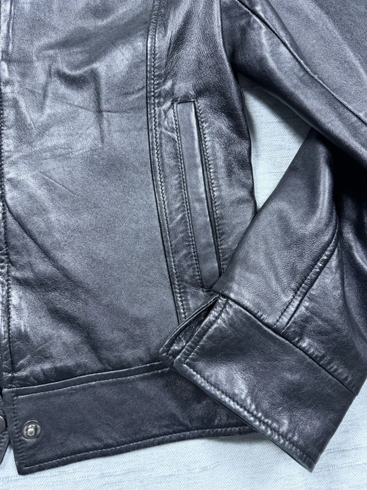 Nicole Miller Genuine Leather Biker Bomber Jacket Women’s Size M Black NO ZIPPER - Image 4 of 4