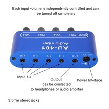 Table De Mixage Audio Stéréo 4 Entrées/1 Sortie Avec Amplificateur De Casque ]