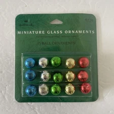 Hallmark Miniature Glass Ball Ornaments Pack of  15 Blue Silver Green Gold Red