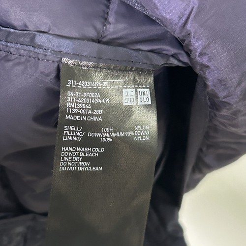 Uniqlo Ultra Light Down Coat Size Small Blue Hooded Full Zip Packable Puffer - Picture 5 of 6
