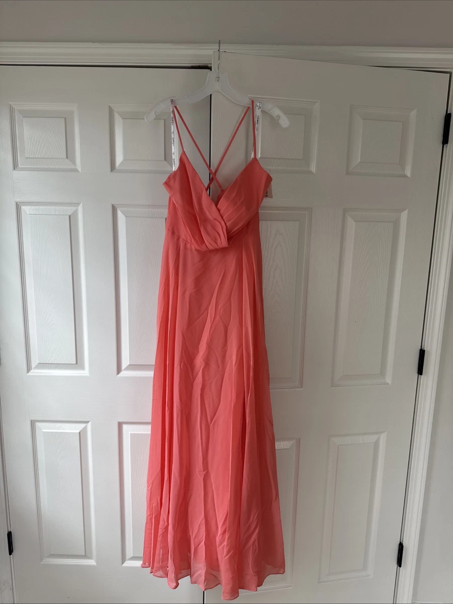 desert coral bridesmaid dress david's bridal Cowl Back Satin Bridesmaid Dress