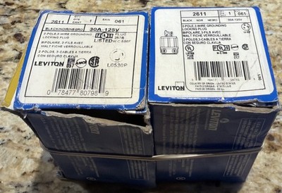(2)- Leviton 2611 30A/125V L5-30P, 2P, 3W, Locking L5 30 Plug, Industrial Grade