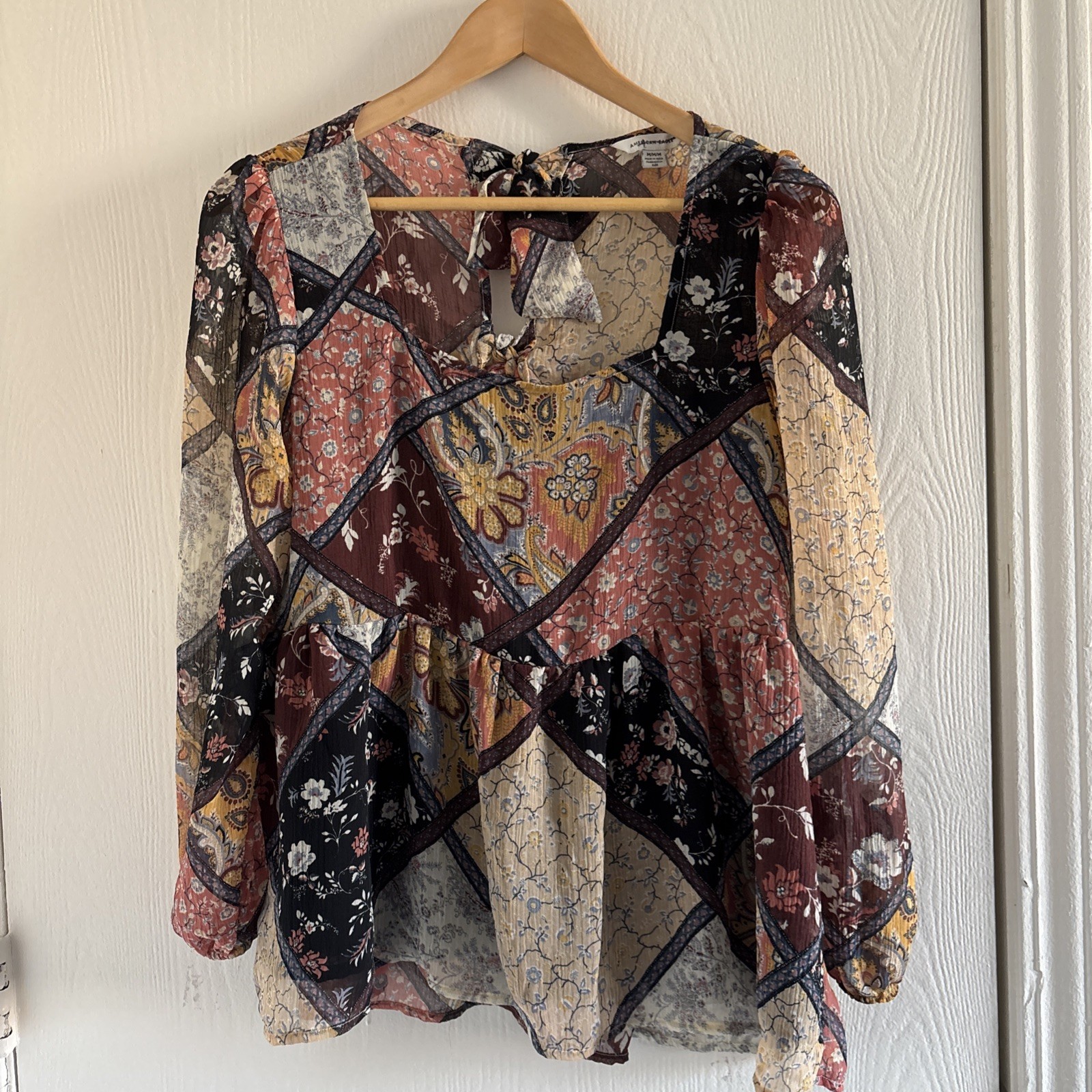 American Eagle Women’s Medium Boho Patchwork Flor… - image 1