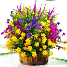 Artificial Flowers for Outdoors, 20 Bundle Artificial Plants Outdoor Fake Flo...