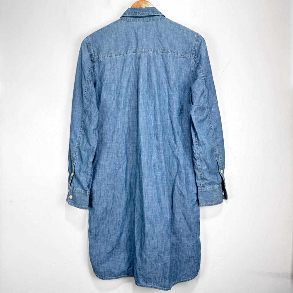 Vestido Camisa J.Crew Cambray Mujer Mediano Con Botones Manga Larga Bolsillos Algodón Foto 2 de 4