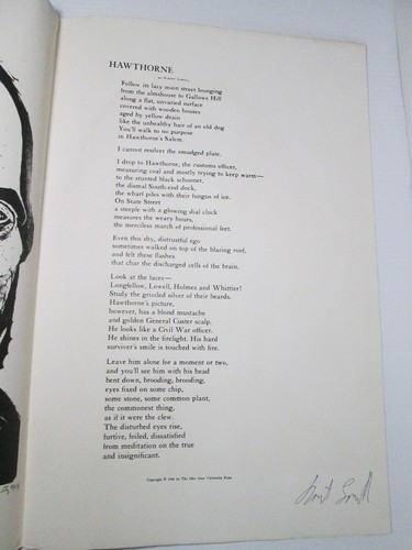 ROBERT LOWELL '64 SIGNED Nathaniel Hawthorne 1804-1864 Poem Print RARE 1/150 1st - Picture 11 of 24