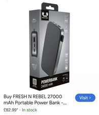 Fresh 'n Rebel 27000mAh Portable Power Bank - Grey