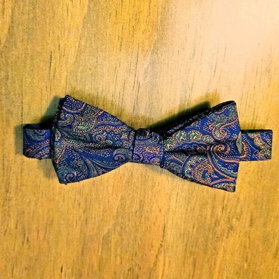 Vintage Stafford Colorful Bow Tie Paisley Silk Blend Adjustable Neck 14''-20''
