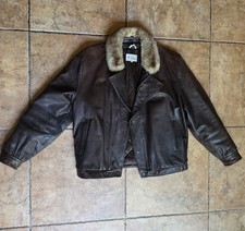 Vintage M. Julian Leather Bomber Coat Fur Col...