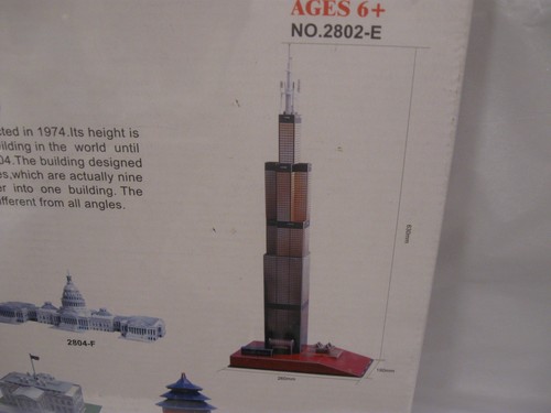 Sears Tower 3D Puzzle - 51 Piece - Over 24" Tall, NOS Sealed, Pre Willis Tower - Picture 4 of 9