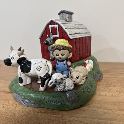 Vintage Duncan Enterprises 1986 Ceramic Farm Barn Animals Cow Pig Donkey Goat