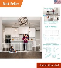 Adjustable 56-130" Baby Safety Gate  Play Yard - Protects Children  Pets