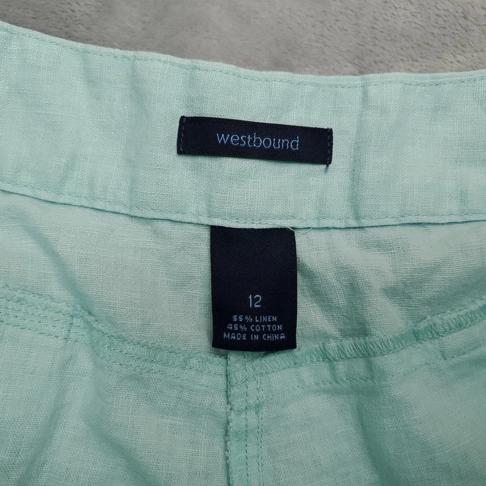 Pantalones Cortos Westbound Mujer 12 Bermudas Chinas Mezcla Lino Verde Aire Libre Verano Comodidad Foto 2 de 4