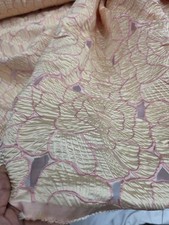 Brocade Organza Beige Floral Fabric Sold By The Yard Embroidery Pink Floral