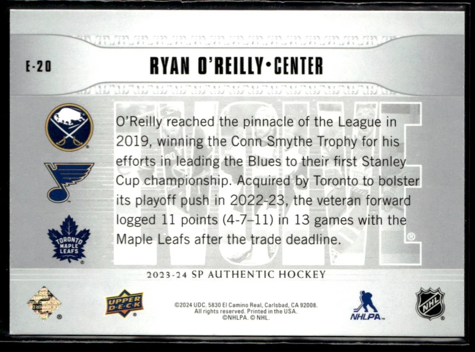 2023-24 SP Authentic Evolve Ryan O'Reilly #E-20 - Image 2 of 2