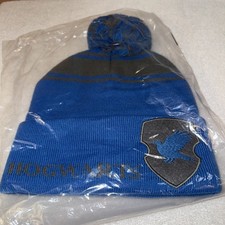 HARRY POTTER HOGWARTS Ravenclaw School Knit Beanie Hat Royal Blue  Grey. New