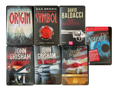 Thriller Krimi Bücherpaket -  Dan Brown, Grisham, Follett, Baldacci - 7 Bücher