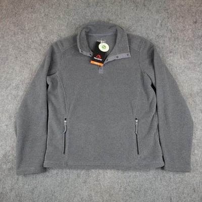 LL Bean Sweater Mens Large Gray Polartec Classic Fleece T Snap Pullover Hiking