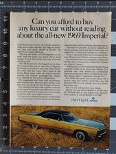 1969 Chrysler Imperial Lebaron 2-door Hardtop Original Magazine Print Ad Mopar 1969 Chrysler Imperial Lebaron 2-door Hardtop Original Magazine Print Ad Mopar