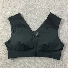 Tommie Copper Sports Bra Womens 2XL Black Shoulder Support Zip Front Active Gym
