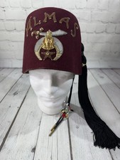 VINTAGE MASONIC SHRINERS MOHAMMED JEWELED FEZ HAT FREEMASON MASON SIZE 7 1/2