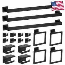 20-Pieces Bathroom Hardware Set Wall Mounted Stainless Steel Black