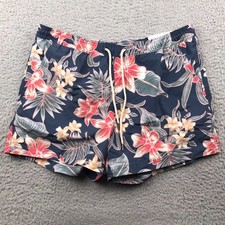 American Eagle 5.5" Swim Trunk Mens L Navy Floral 4" Above Knee Lined Shorts NEW