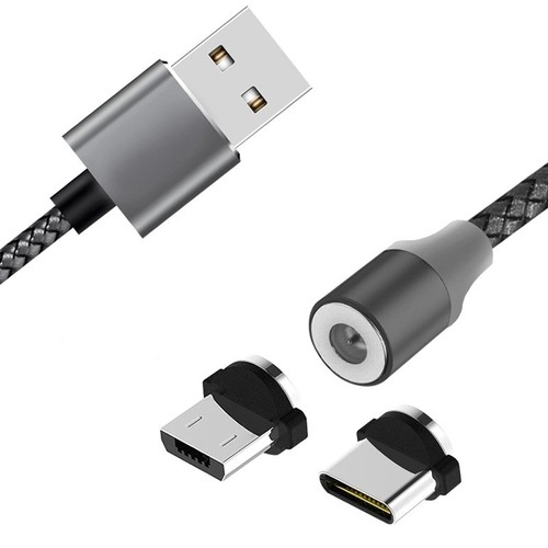 Magnetic charging cable for Motorola Edge 20 Pro with USB type C and Micro-USB c - Picture 2 of 6