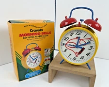 Crayola Morning Bells 7" Key-Wind Alarm Clock by Spartus - VNTG New in Open Box!