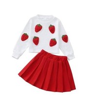 Toddler Girls Outfits Winter Little Girl Clothes Skirt Set 18M 4-5T Strawberry