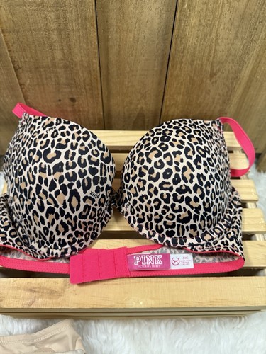 Victoria’s Secret Pink Wear Everywhere Push-Up Bra Leopard Animal Print 34C EUC - Picture 2 of 5