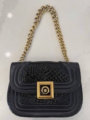 Authentic Gianni Versace Vanitas Black Barocco Quilted Medusa