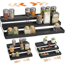 Expandable Spice Rack Organizer For Cabinet 3 Tier Adjustable Cabinet Spice Orga