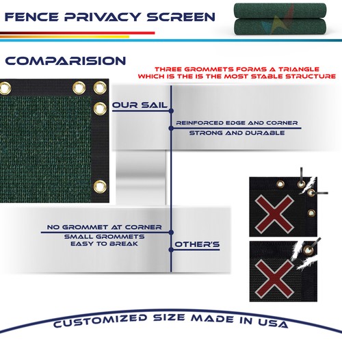 6'x50' Privacy Fence Screen Windscreen Garden Balcony Mesh Fabric Shade Cover - Picture 17 of 73