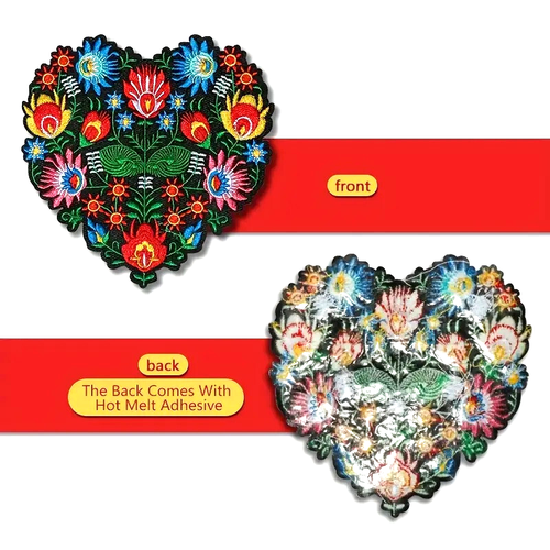 PA Holandés ARTE POPULAR CORAZÓN FLORAL - 4" Bordado Hierro En Parche - Polaco Alemán - Imagen 3 de 3
