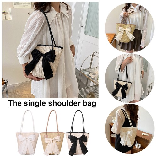 Women Straw Hobo Bag Large Capacity Straw Beach Handbag Ladies Summer Daily Bag - Picture 4 of 14