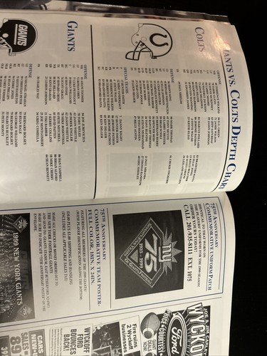 1999 New York Giants V Indianapolis Colts Program Marvin Harrison P Manning 2 TD - Picture 6 of 9