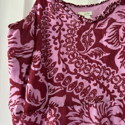 Anthropologie Odille 10 Pink Floral Paisley Lined Flare Ruffle Strap Dress - Picture 6 of 11