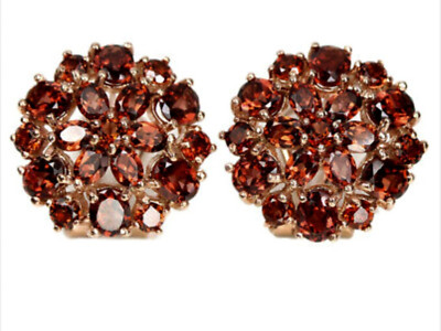 Ohrringe roter Granat Sterlingsilber 14 Karat Rosévergoldet echter Edelstein Damen 