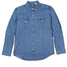 Levi's Men's Classic Standard Fit Western Shirt Snap Button Blue Stonewash