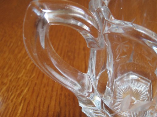 Vintage Sugar & Creamer Star Burst On Bottom-Glass Cut Flowers & leaves Side - Picture 8 of 9