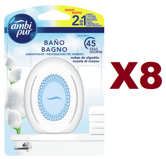 Ambi Pur Bagno 8 Pezzi Nuvole di Cotone - Sistema Anti-Odore Professionale