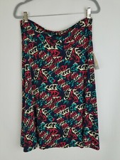 Lularoe women XL Azure a-line skirt printed mid cuff cottage core festival boho