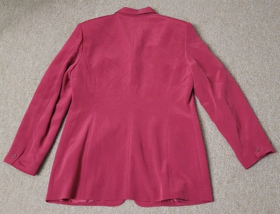 Style & Co 100% Seda Mujer Rojo Granate 2 Piezas Traje Chaqueta Talla 10 Pantalones Talla 8 Nuevo LEER Foto 2 de 4
