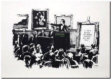 BANKSY STREET ART CANVAS PRINT Morons buying art 24"X 32" stencil poster