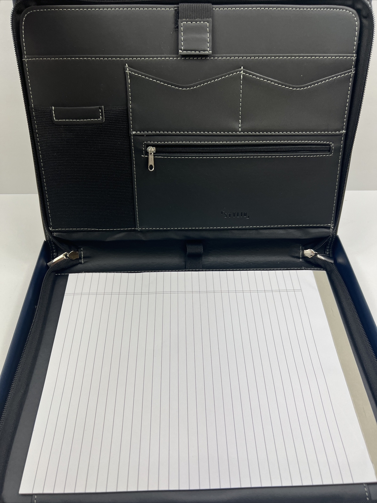 STYLIO Zippered Padfolio Binder Interviews Resumes & Document Organizer