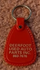 Vintage DEERFOOT USED AUTO PARTS INC Keychain Double Sided Wind Gap PA