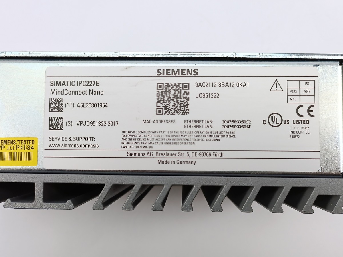 Siemens 9AC2112-8BA12-0KA1 SIMATIC IPC227E MindConnect Nano | eBay